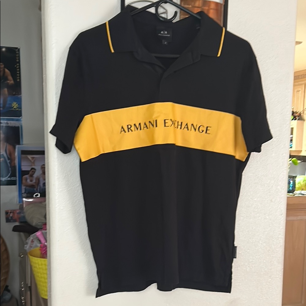 Armani Exchange Black and Yellow Men's Shirt